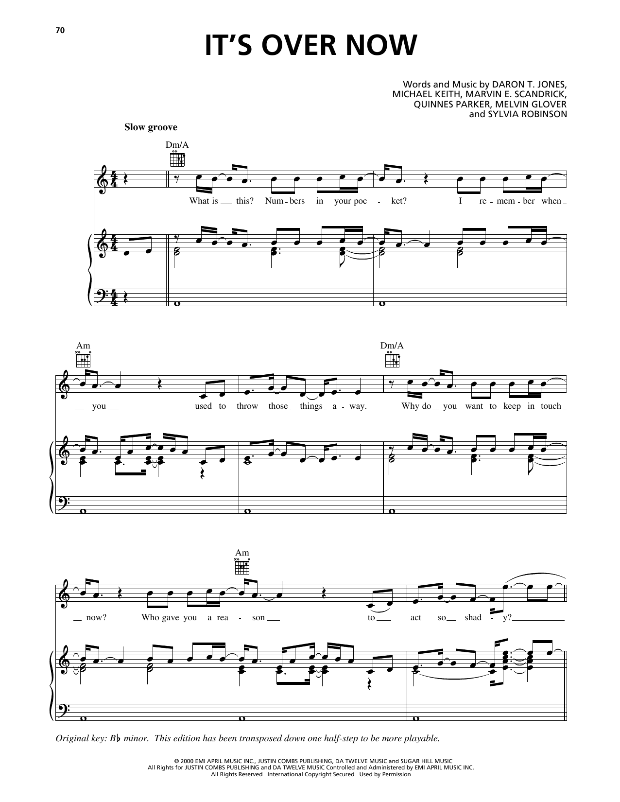 112 It's Over Now sheet music notes and chords arranged for Piano, Vocal & Guitar Chords (Right-Hand Melody)