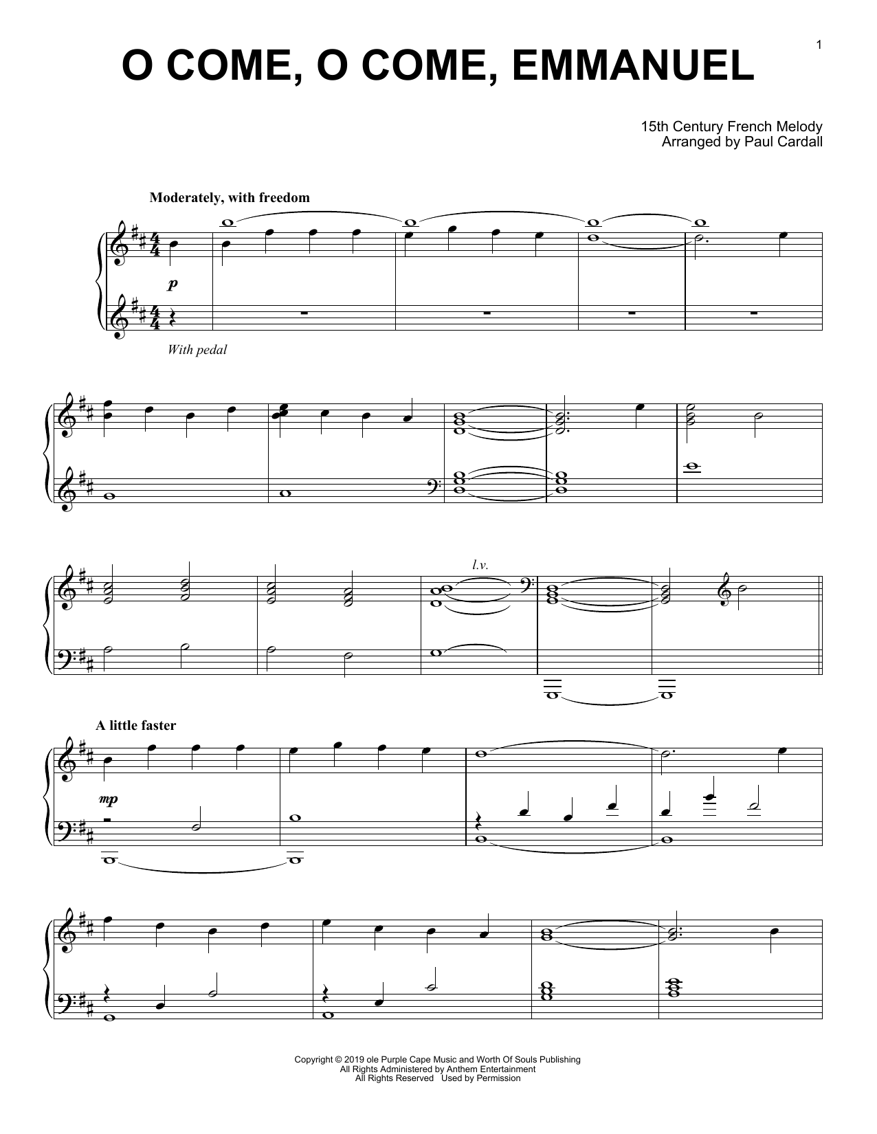 15th Century French Melody O Come, O Come, Emmanuel (arr. Paul Cardall) sheet music notes and chords arranged for Piano Solo