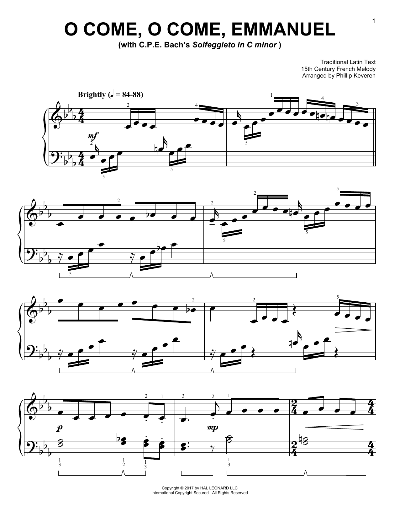 15th Century French Melody O Come, O Come, Emmanuel [Classical version] (arr. Phillip Keveren) sheet music notes and chords arranged for Easy Piano