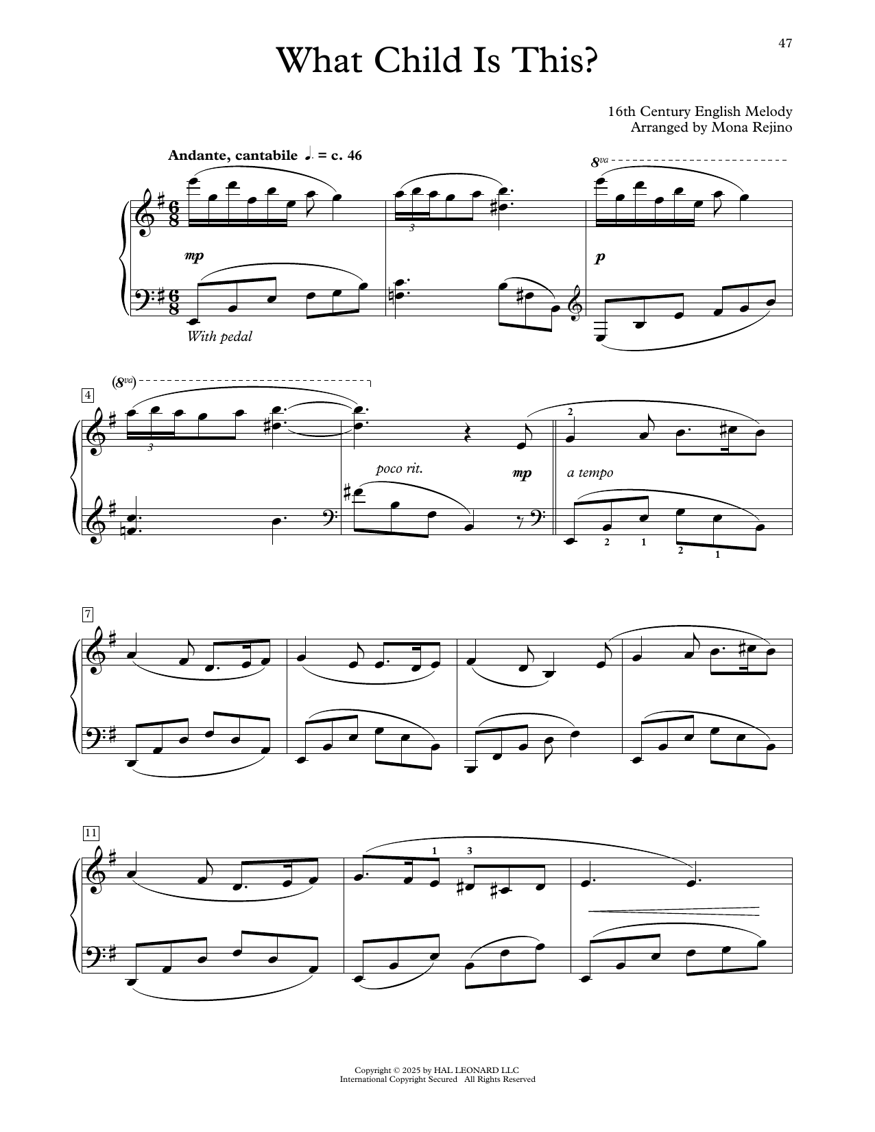 16th Century English Melody What Child Is This? (arr. Mona Rejino) sheet music notes and chords arranged for Educational Piano