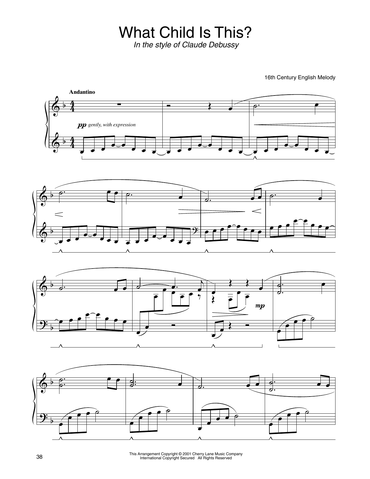 16th Century English Melody What Child Is This? (in the style of Claude Debussy) (arr. Carol Klose) sheet music notes and chords arranged for Piano Solo