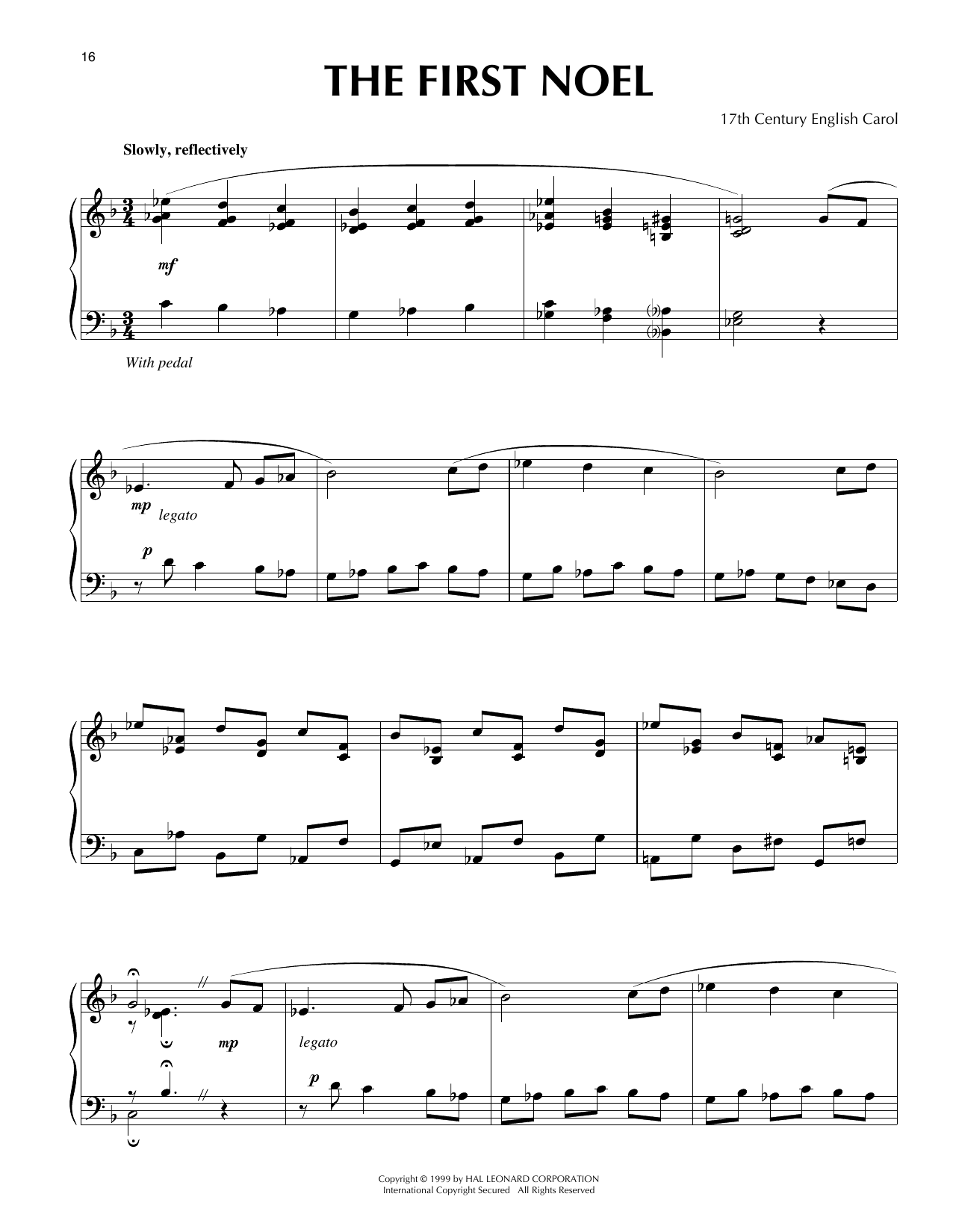 17th Century English Carol The First Noel [Jazz version] (arr. Frank Mantooth) sheet music notes and chords arranged for Piano Solo