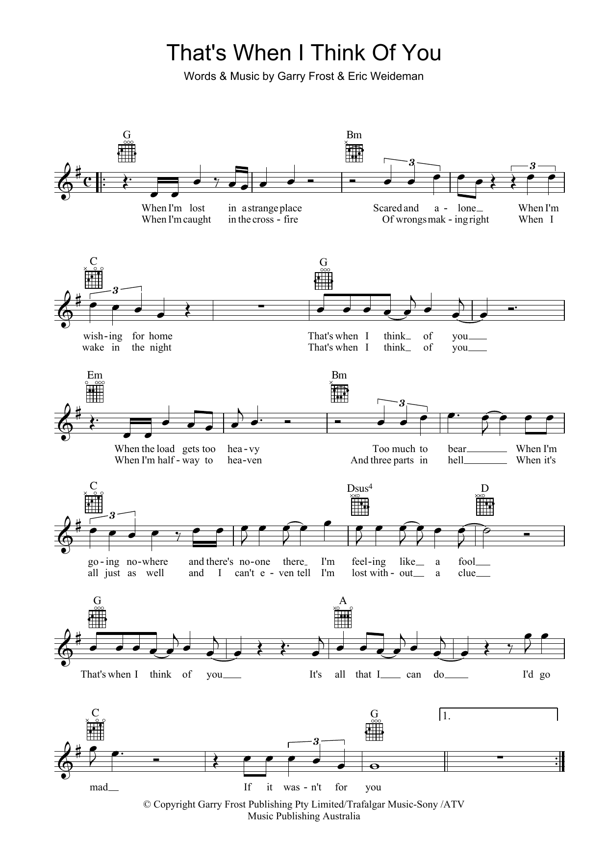 1927 That's When I Think Of You sheet music notes and chords arranged for Ukulele