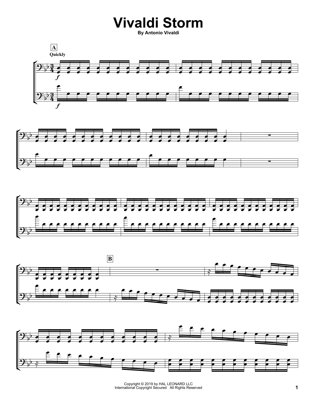 2Cellos Vivaldi Storm sheet music notes and chords arranged for Cello Duet