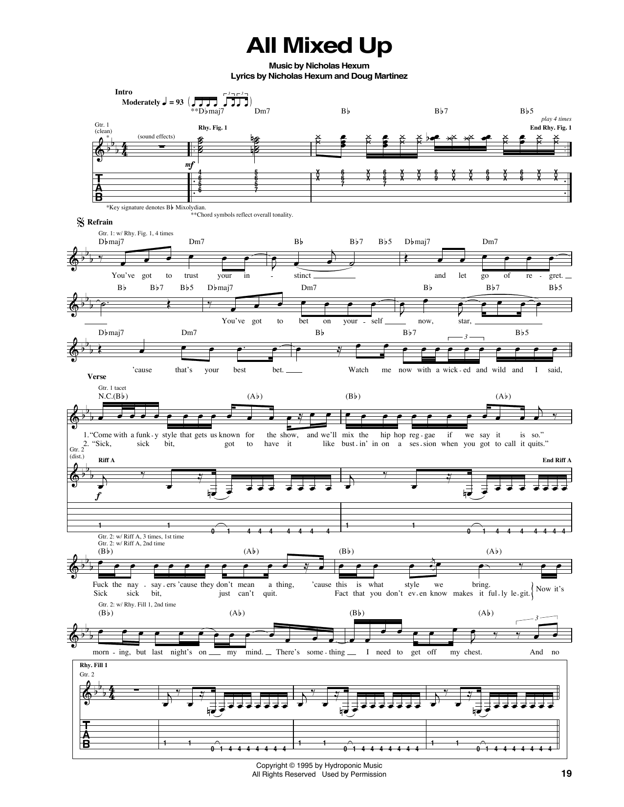 311 All Mixed Up sheet music notes and chords arranged for Guitar Tab