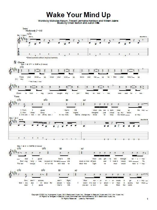 311 Wake Your Mind Up sheet music notes and chords arranged for Guitar Tab