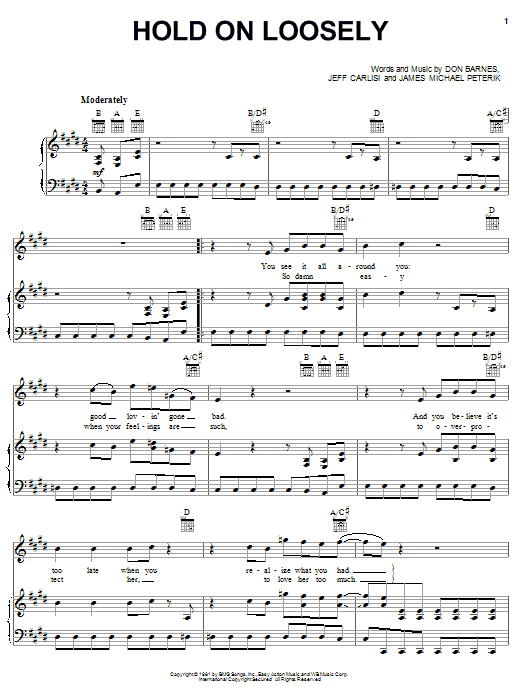 38 Special Hold On Loosely sheet music notes and chords arranged for Piano, Vocal & Guitar Chords (Right-Hand Melody)