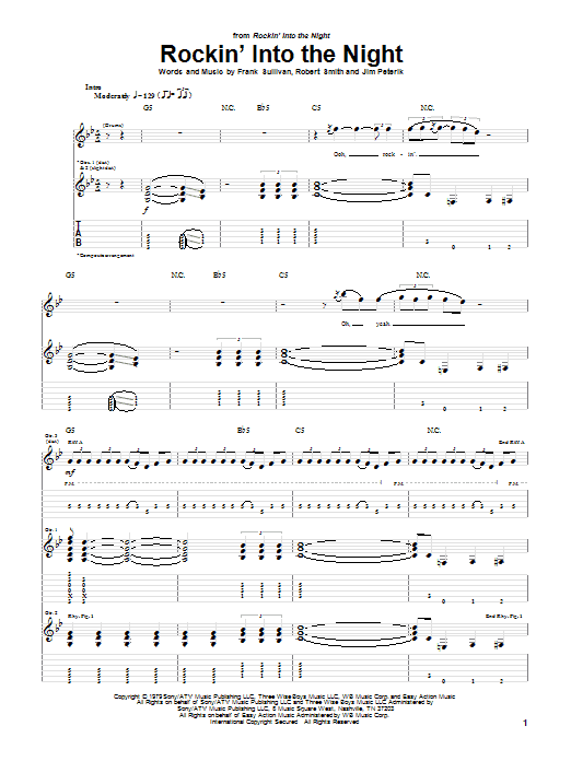 38 Special Rockin' Into The Night sheet music notes and chords arranged for Piano, Vocal & Guitar Chords (Right-Hand Melody)