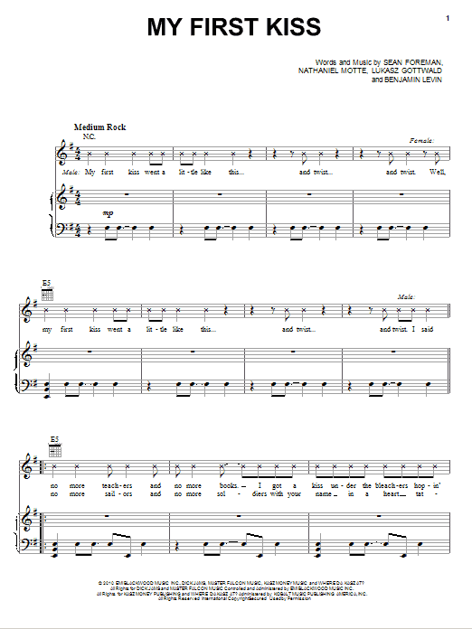 3OH!3 featuring Ke$ha My First Kiss sheet music notes and chords arranged for Piano, Vocal & Guitar Chords (Right-Hand Melody)