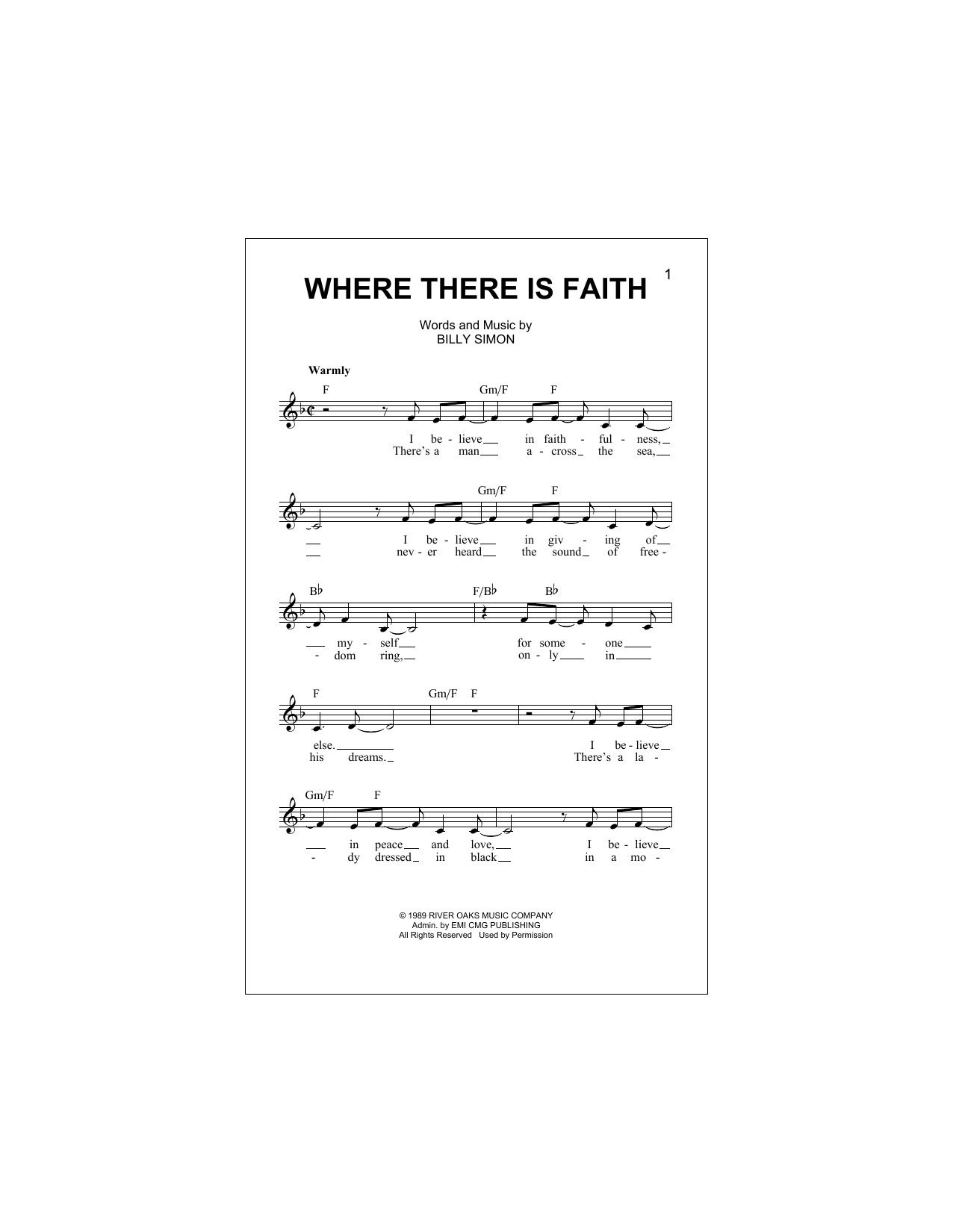 4 Him Where There Is Faith sheet music notes and chords arranged for Lead Sheet / Fake Book