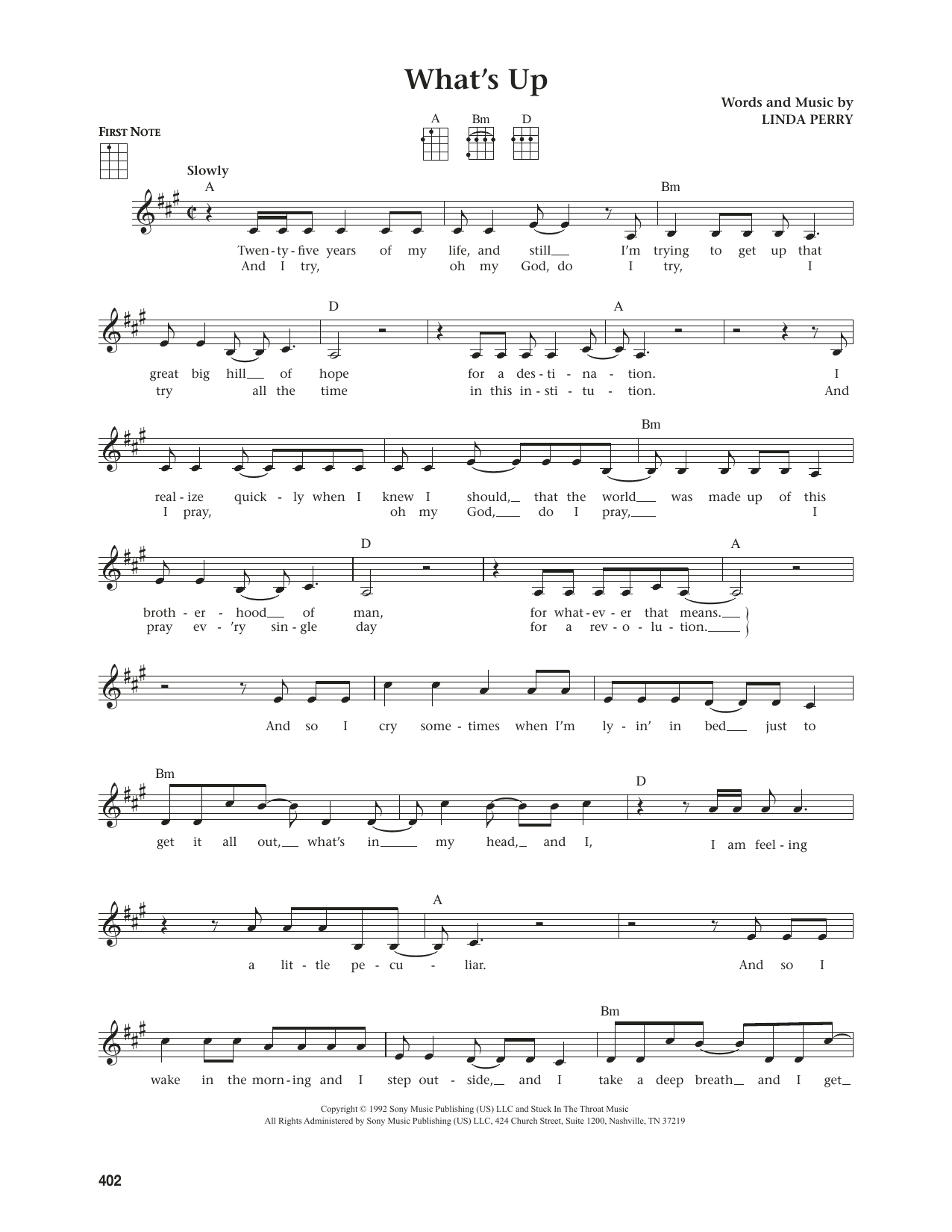 4 Non Blondes What's Up (from The Daily Ukulele) (arr. Jim Beloff) sheet music notes and chords arranged for Ukulele