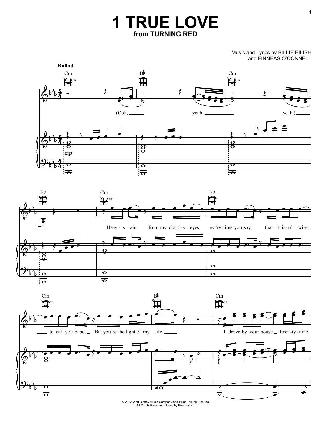 4*TOWN 1 True Love (from Turning Red) sheet music notes and chords arranged for Piano, Vocal & Guitar Chords (Right-Hand Melody)