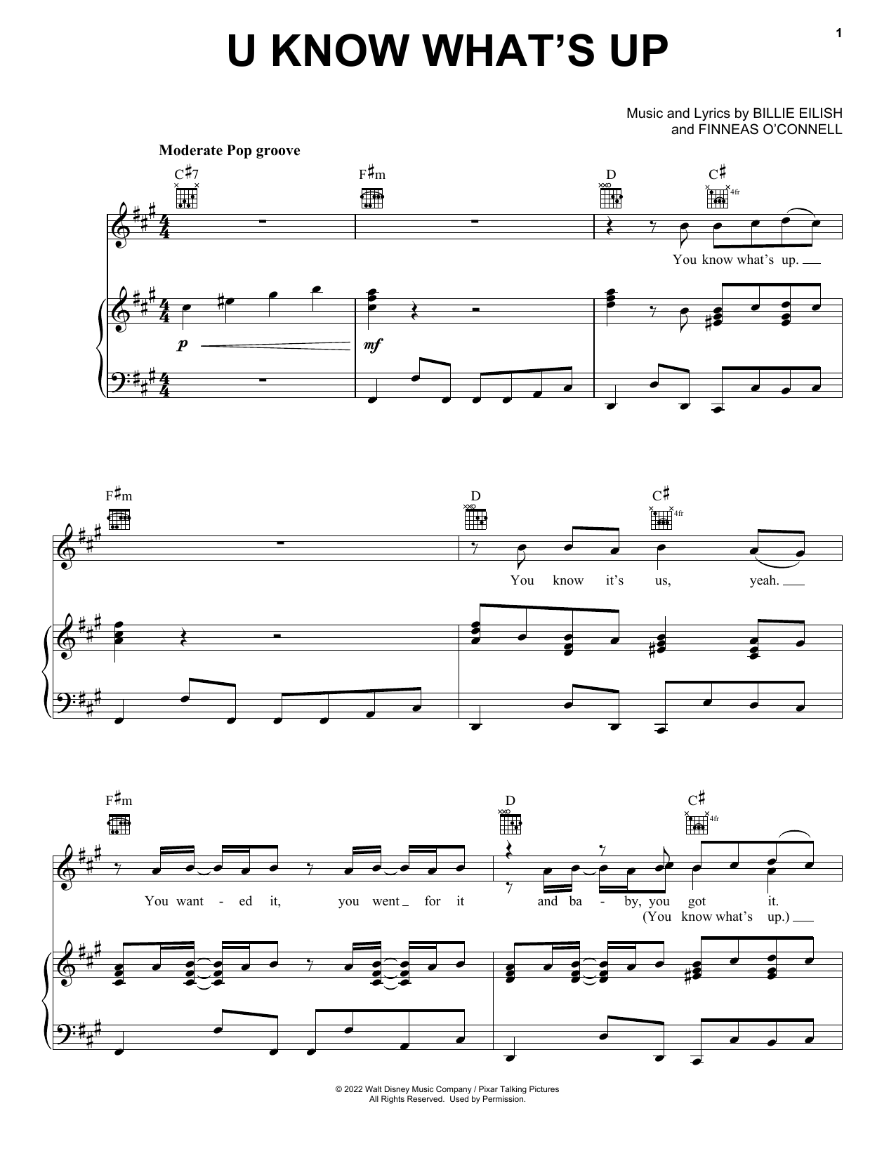 4*TOWN U Know What's Up (from Turning Red) sheet music notes and chords. Download Printable PDF.