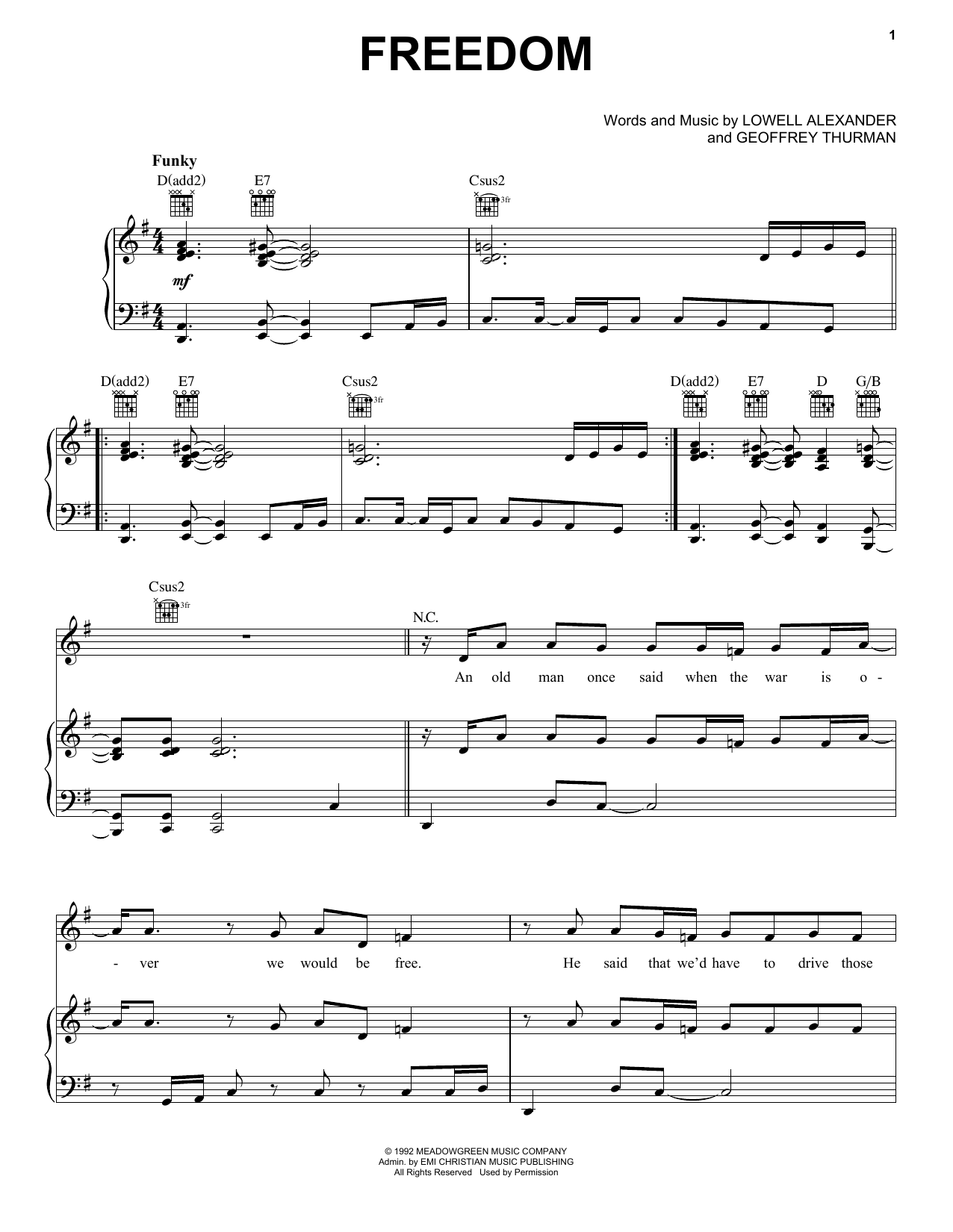 4Him Freedom sheet music notes and chords arranged for Piano, Vocal & Guitar Chords (Right-Hand Melody)