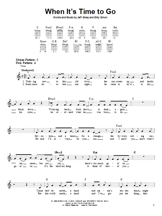4Him When It's Time To Go sheet music notes and chords arranged for Guitar Chords/Lyrics