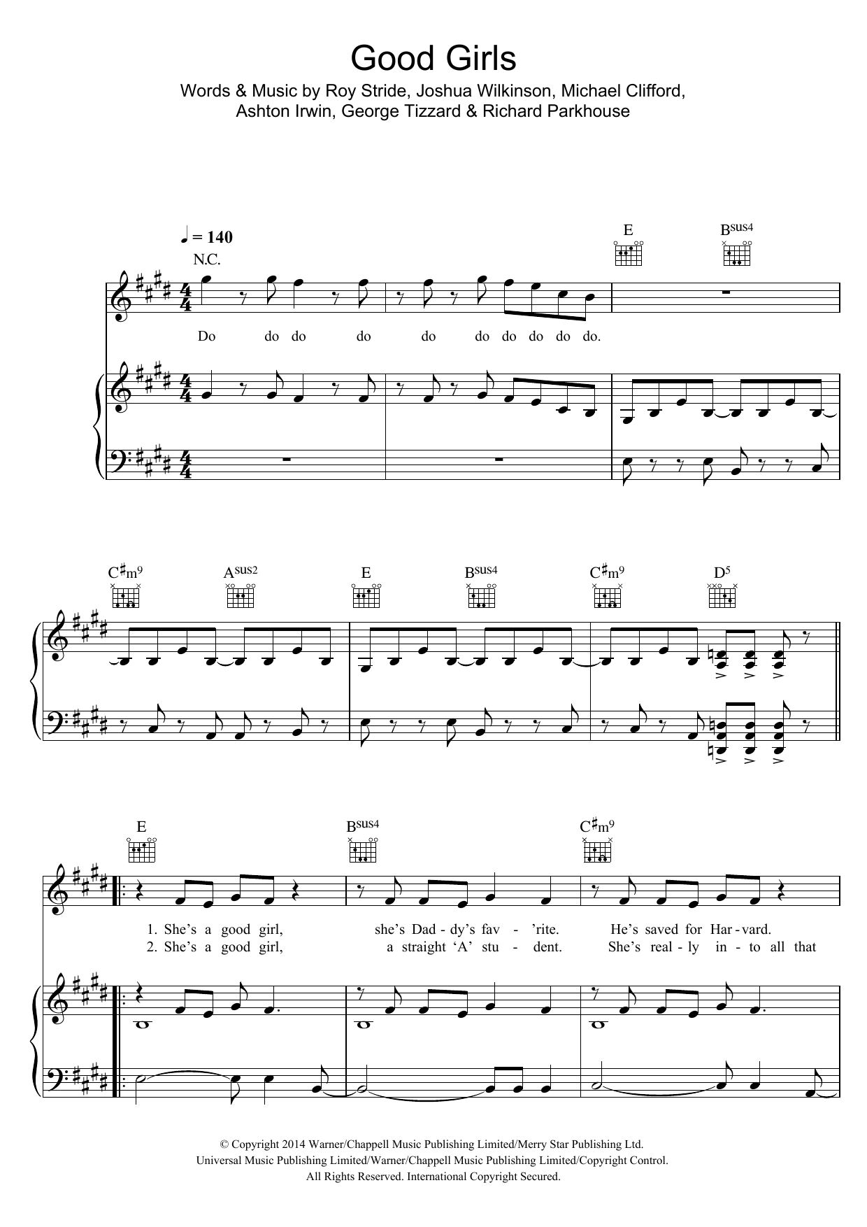 5 Seconds of Summer Good Girls sheet music notes and chords arranged for Piano, Vocal & Guitar Chords (Right-Hand Melody)