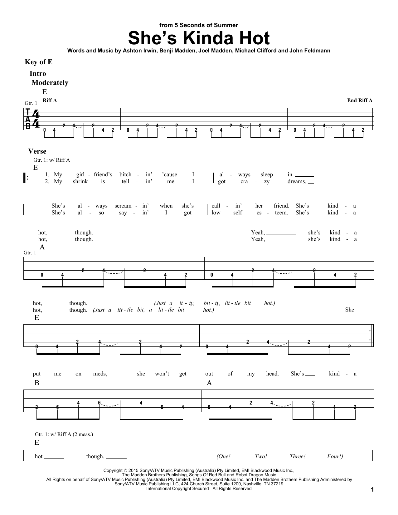 5 Seconds of Summer She's Kinda Hot sheet music notes and chords arranged for Guitar Lead Sheet