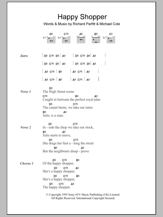 60ft Dolls Happy Shopper sheet music notes and chords arranged for Guitar Chords/Lyrics