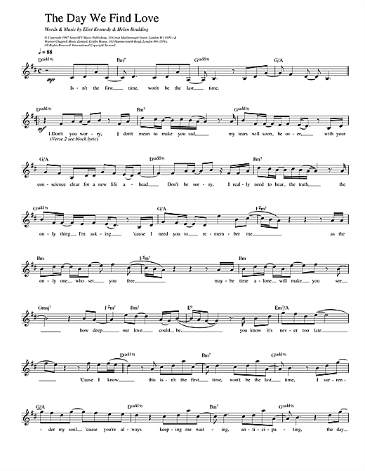 911 The Day We Find Love sheet music notes and chords. Download Printable PDF.
