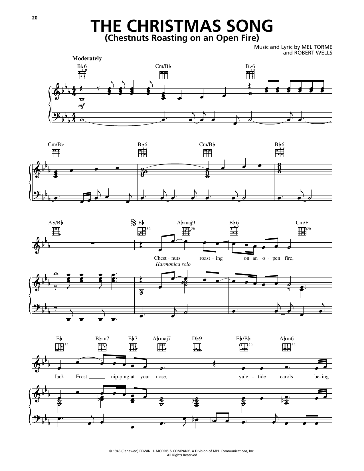 98º The Christmas Song (Chestnuts Roasting On An Open Fire) sheet music notes and chords arranged for Piano, Vocal & Guitar Chords (Right-Hand Melody)