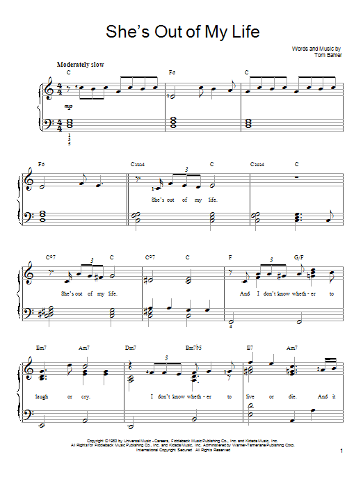 98 Degrees She's Out Of My Life sheet music notes and chords arranged for Easy Piano