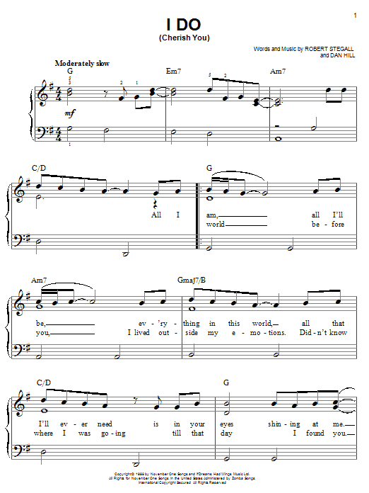 98 Degrees I Do (Cherish You) sheet music notes and chords arranged for Piano, Vocal & Guitar Chords (Right-Hand Melody)