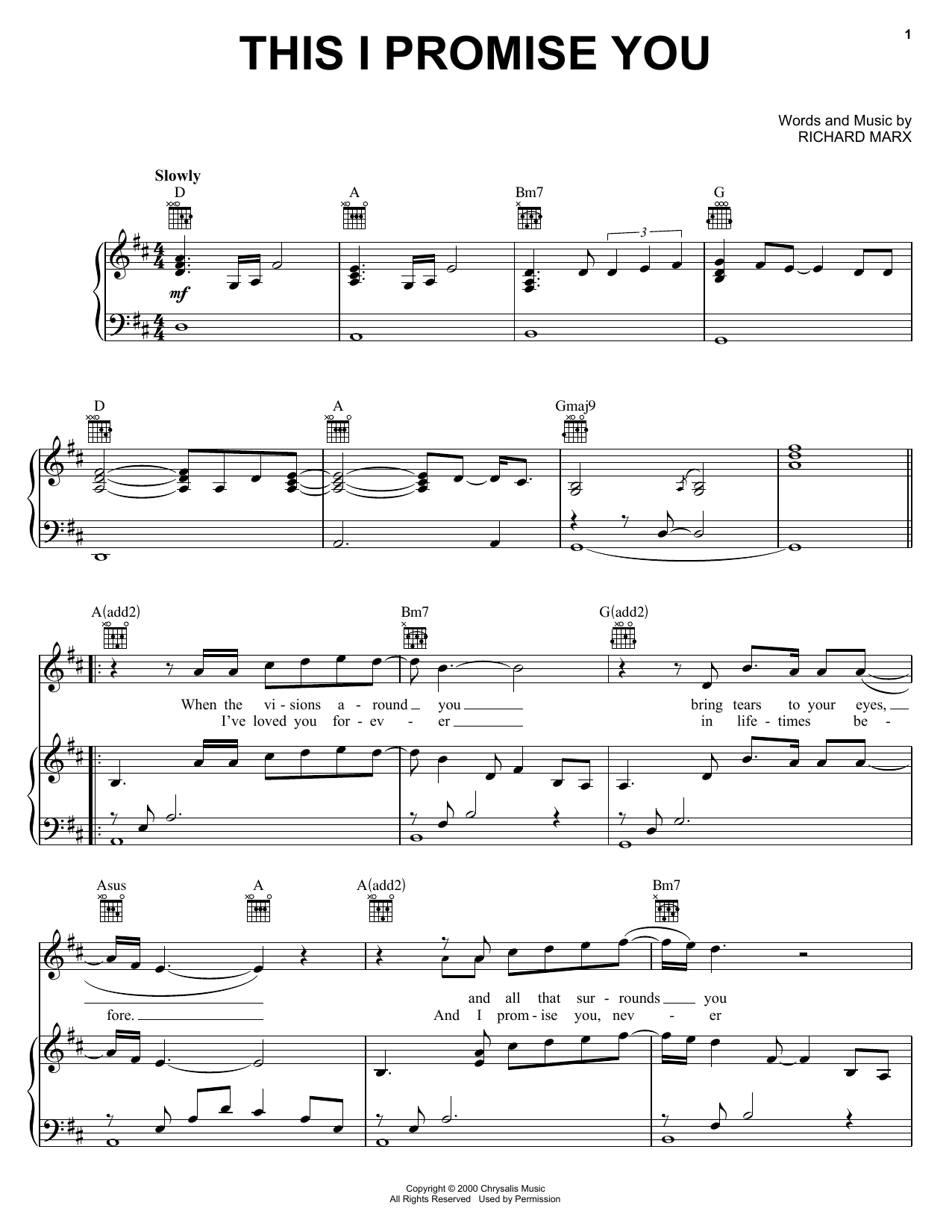 *NSYNC This I Promise You sheet music notes and chords arranged for Easy Piano