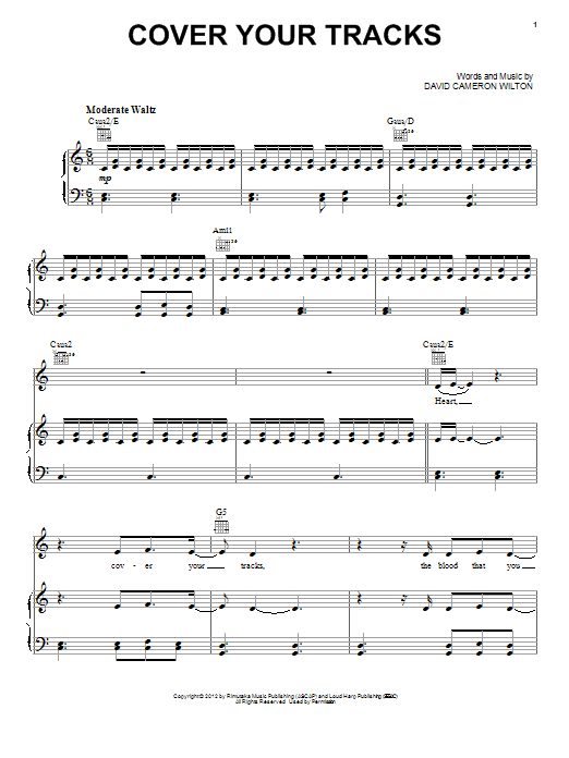 A Boy And His Kite Cover Your Tracks sheet music notes and chords arranged for Piano, Vocal & Guitar Chords (Right-Hand Melody)