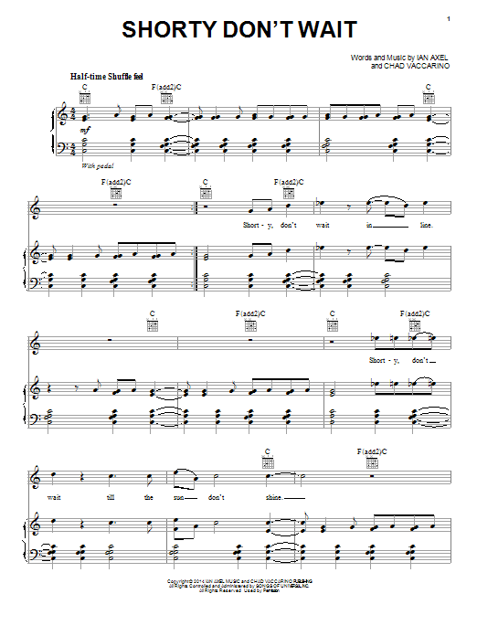 A Great Big World Shorty Don't Wait sheet music notes and chords arranged for Piano, Vocal & Guitar Chords (Right-Hand Melody)