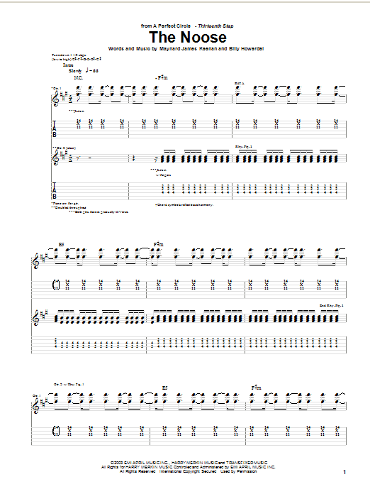 A Perfect Circle The Noose sheet music notes and chords arranged for Guitar Tab