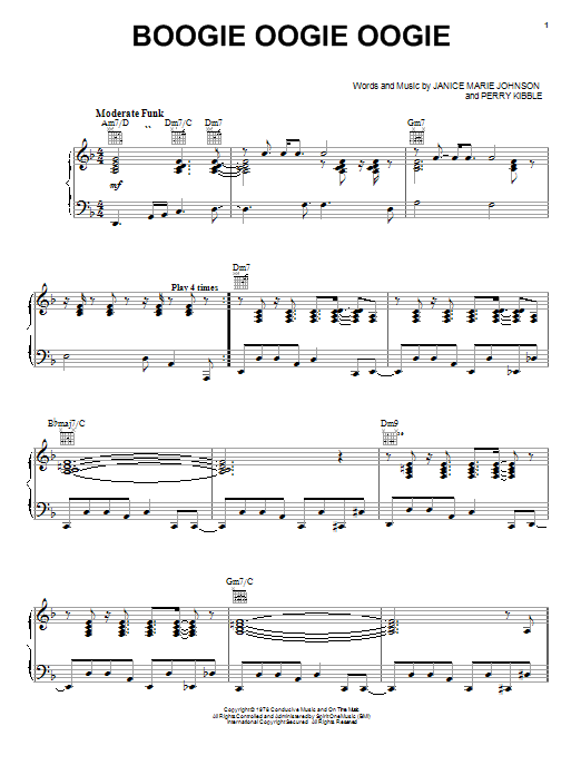 A Taste Of Honey Boogie Oogie Oogie sheet music notes and chords arranged for Piano, Vocal & Guitar Chords (Right-Hand Melody)