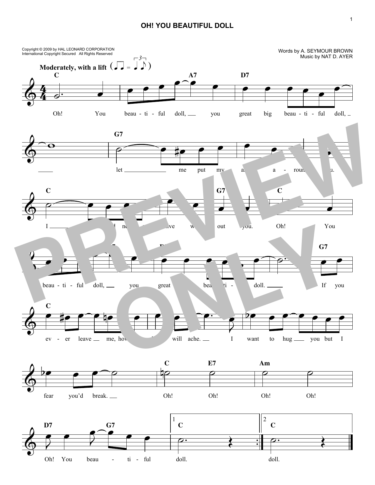 A. Seymour Brown Oh, You Beautiful Doll sheet music notes and chords. Download Printable PDF.