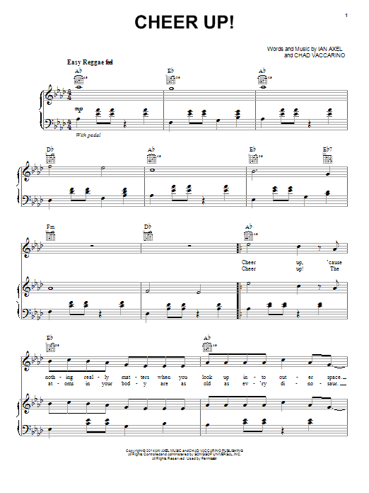 A Great Big World Cheer Up! sheet music notes and chords arranged for Piano, Vocal & Guitar Chords (Right-Hand Melody)