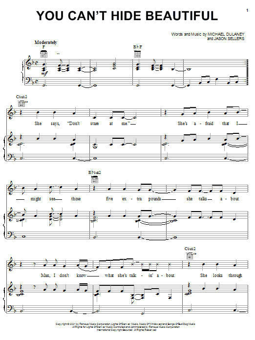 Aaron Lines You Can't Hide Beautiful sheet music notes and chords arranged for Piano, Vocal & Guitar Chords (Right-Hand Melody)