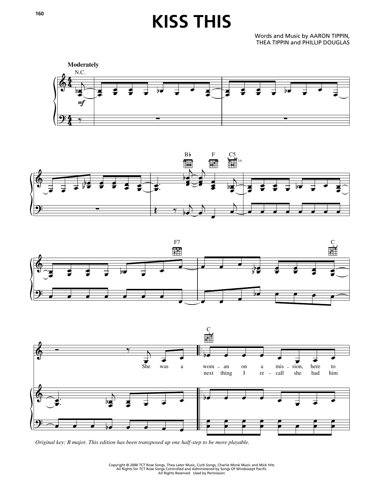 Aaron Tippin Kiss This sheet music notes and chords arranged for Piano, Vocal & Guitar Chords (Right-Hand Melody)