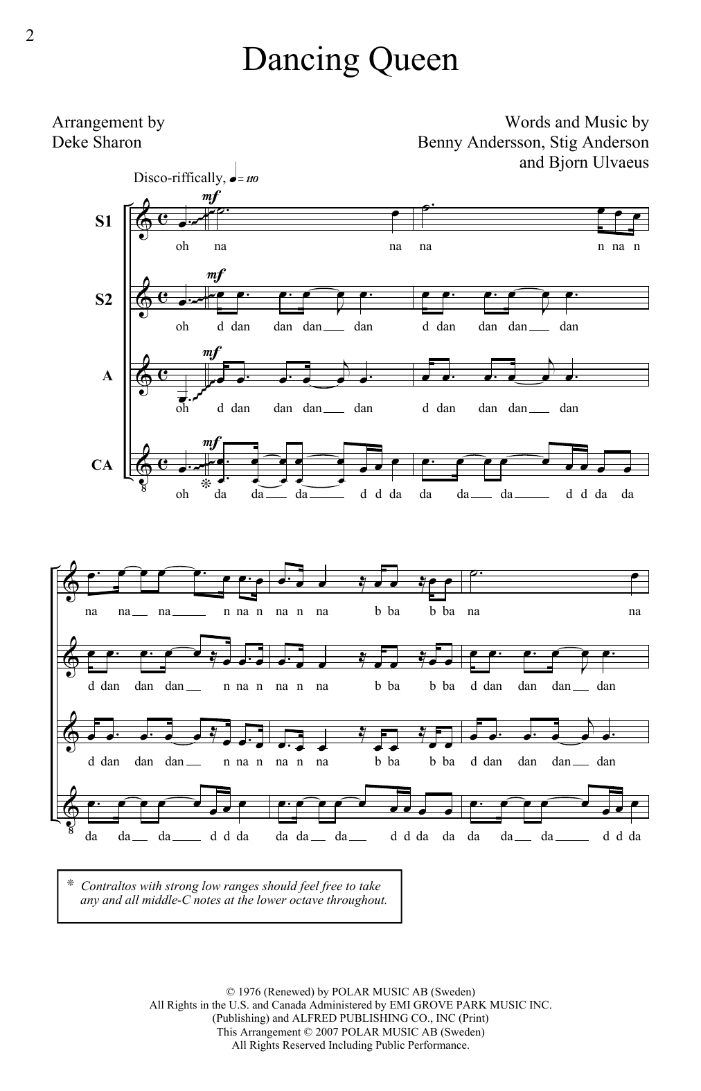 ABBA Dancing Queen (arr. Deke Sharon) sheet music notes and chords arranged for SSAA Choir