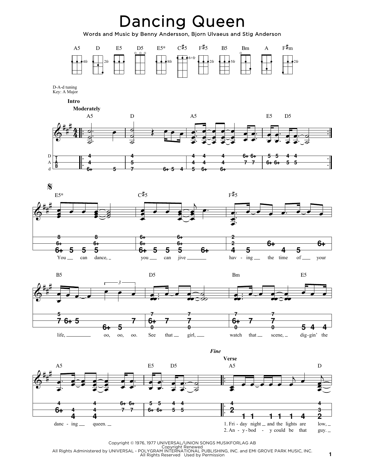 ABBA Dancing Queen (arr. Steven B. Eulberg) sheet music notes and chords arranged for Dulcimer