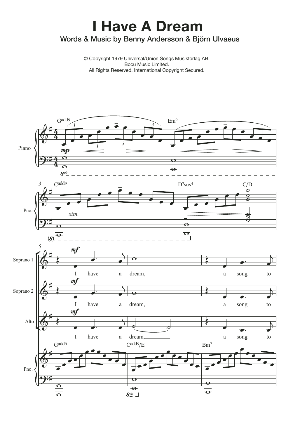 ABBA I Have A Dream (Arr. Quentin Thomas) sheet music notes and chords arranged for Choir