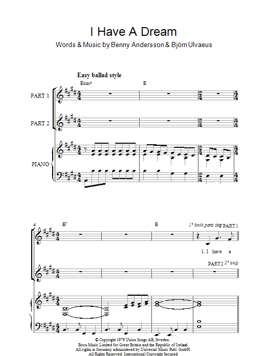 ABBA I Have A Dream (arr. Rick Hein) sheet music notes and chords arranged for 2-Part Choir
