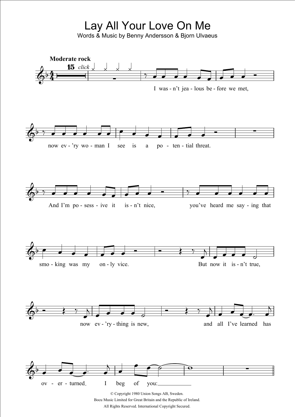 ABBA Lay All Your Love On Me sheet music notes and chords arranged for Recorder