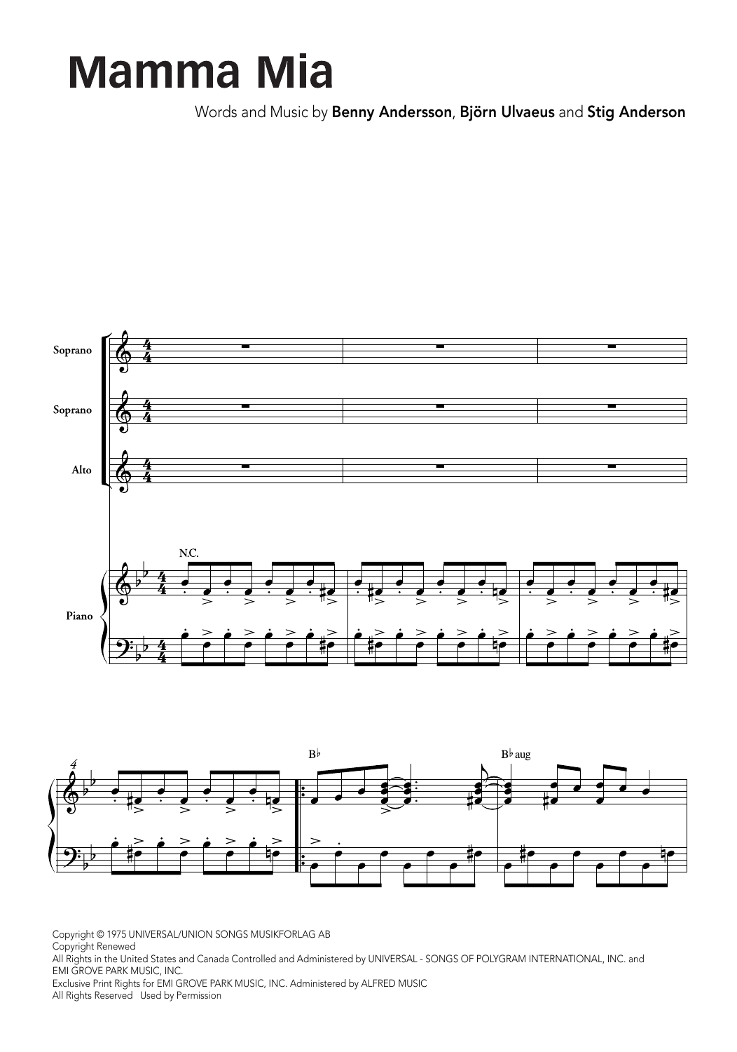 ABBA Mamma Mia (arr. Ralph Allwood & Lora Sansun) sheet music notes and chords arranged for SATB Choir