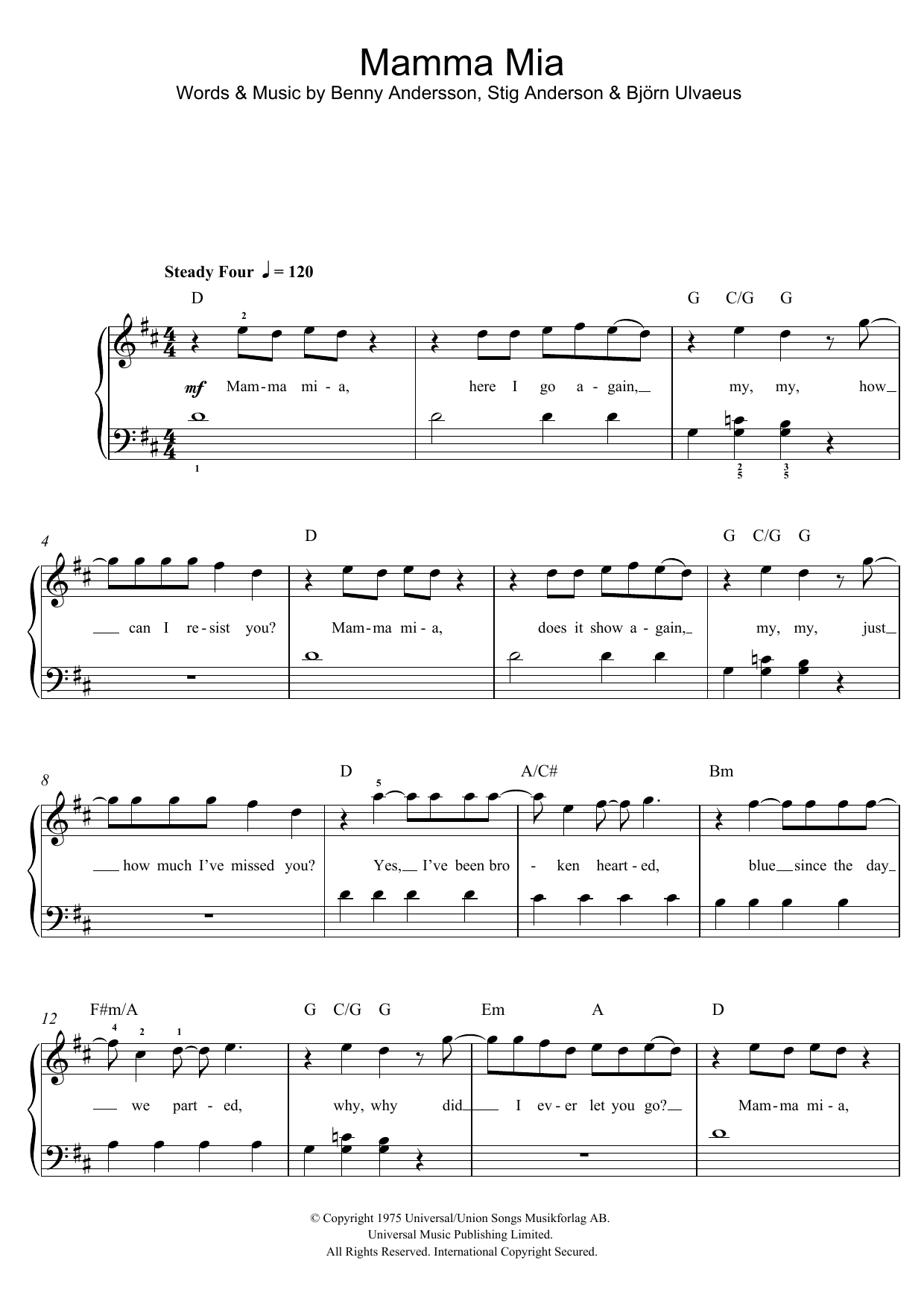ABBA Mamma Mia (from Mamma Mia! Here We Go Again) sheet music notes and chords arranged for Ukulele