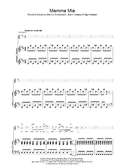 ABBA Mamma Mia sheet music notes and chords arranged for Cello Solo