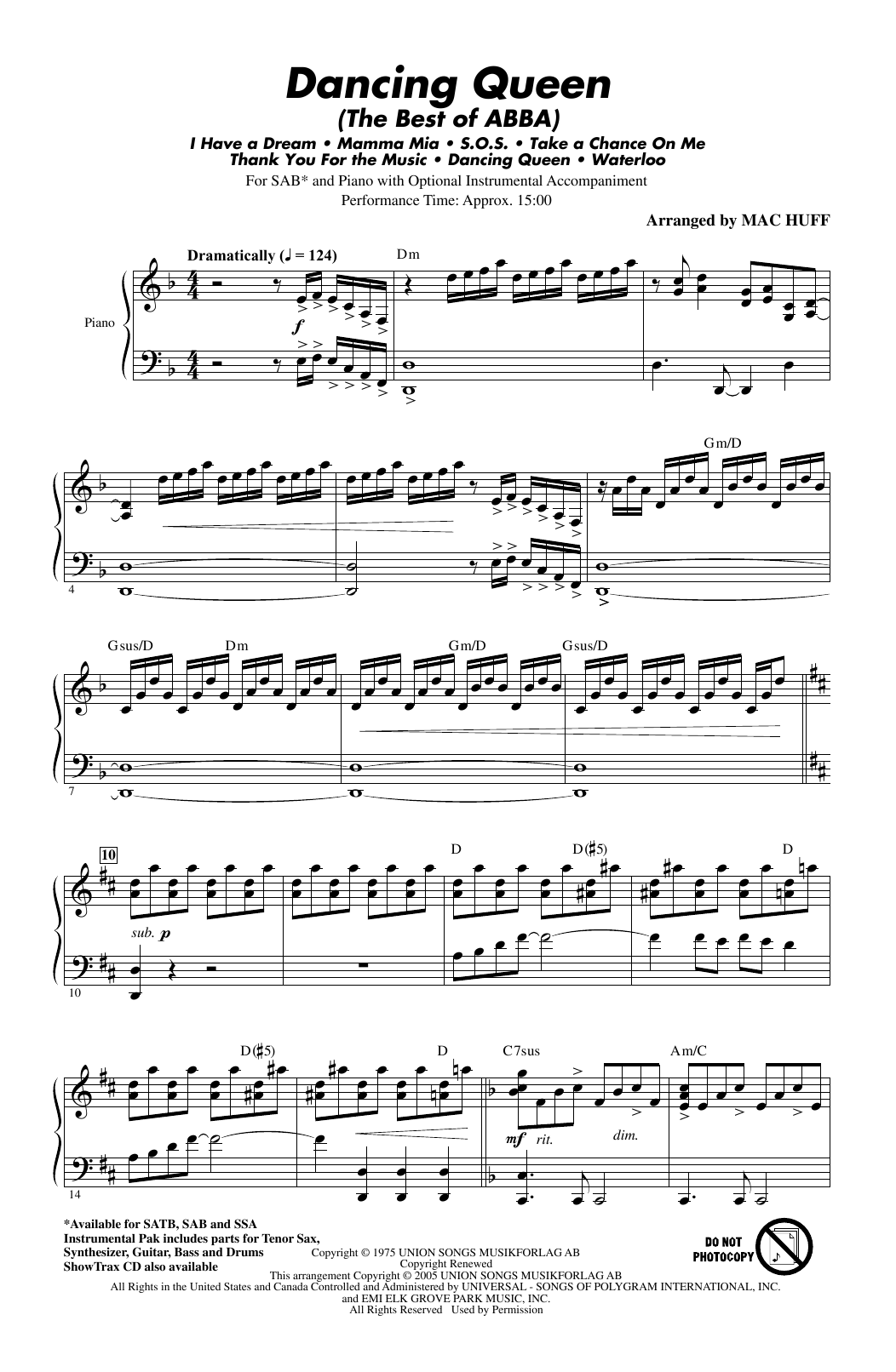 ABBA Mamma Mia! - Highlights from the Movie Soundtrack (arr. Mac Huff) sheet music notes and chords arranged for SATB Choir