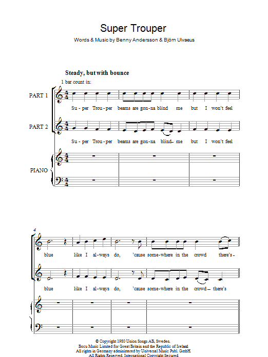 ABBA Super Trouper (arr. Rick Hein) sheet music notes and chords arranged for 2-Part Choir