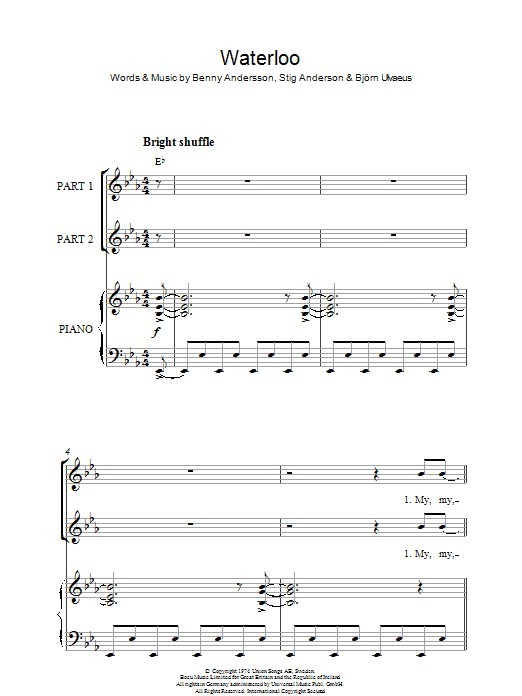 ABBA Waterloo (arr. Rick Hein) sheet music notes and chords arranged for 2-Part Choir