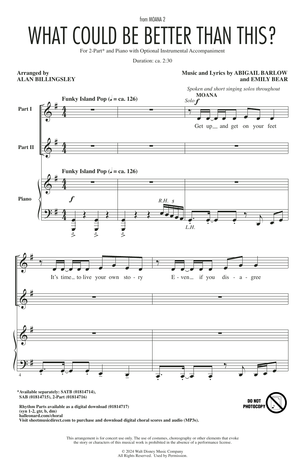 Abigail Barlow & Emily Bear What Could Be Better Than This? (from Moana 2) (arr. Alan Billingsley) sheet music notes and chords arranged for SAB Choir