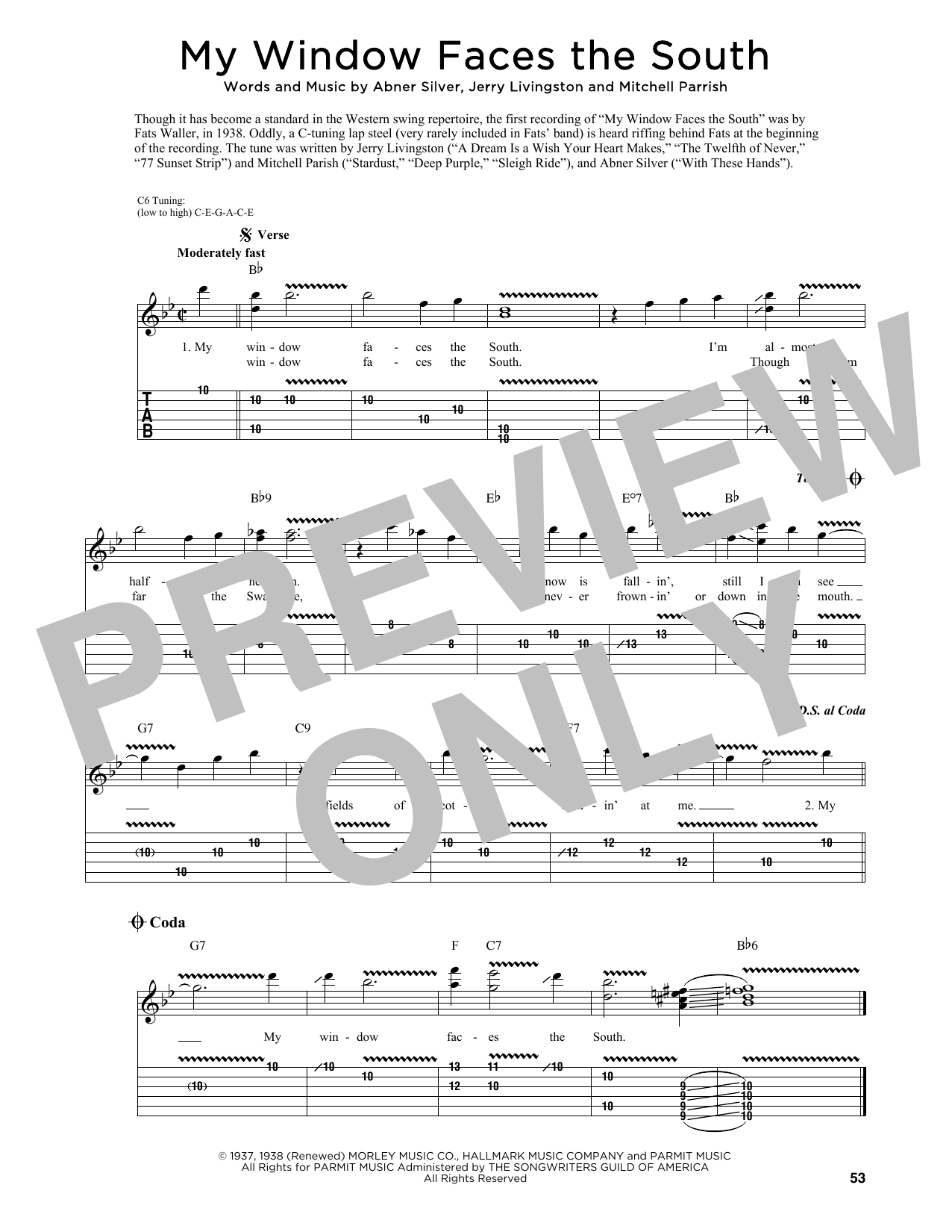 Abner Silver My Window Faces The South (arr. Fred Sokolow) sheet music notes and chords arranged for Guitar Tab