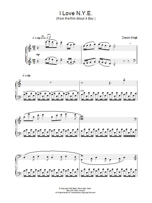 About A Boy I Love N.Y.E. sheet music notes and chords arranged for Piano Solo