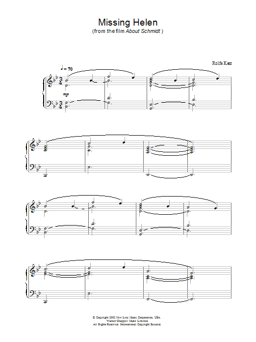 About Schmidt Missing Helen sheet music notes and chords arranged for Piano Solo